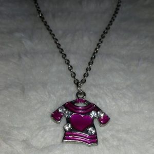 Silver Chain With Magenta Shirt Charm